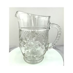 Anchor Hocking Milk/Cream Pitcher with Star of David Pattern, Vintage Glassware